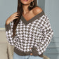 Ursula Jumper | Dames Herfst Diepe V-hals Houndstooth Gebreide Jumper