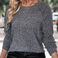 Ubika Jumper | Dames Herfst Grijze Brede Geribde Gebreide Jumper met Lange Mouwen
