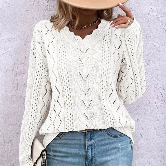 Ulimae Jumper | Dames Herfst Hollow Knit Stijlvolle V-hals Jumper
