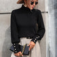 Ubaida Jumperi | Dames Herfst Gebreide Coltrui Met Parel Detail Aan De Mouwen
