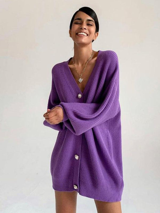 Una Vest | Dames Herfst Oversized Geribd Vest met Knopen