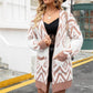 Ula Vest | Dames Herfst Retro Gebreid Lang Vest met Ruitpatroon en Zakken