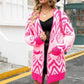 Ula Vest | Dames Herfst Retro Gebreid Lang Vest met Ruitpatroon en Zakken