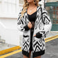 Ula Vest | Dames Herfst Retro Gebreid Lang Vest met Ruitpatroon en Zakken