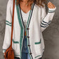 Usma Vest | Dames Herfst Gebreid Vest met Gestreepte Randen en Pockets