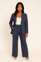 Dames Blazer Set met Wijde Broekspijpen