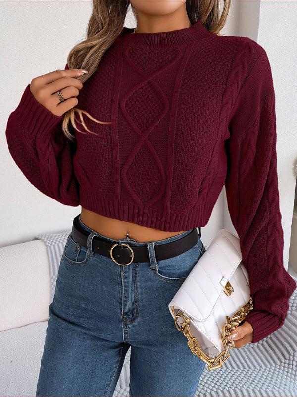 Urvashi Jumper | Dames Herfst Kort Gebreide Jumper met Gedraaid Patroon