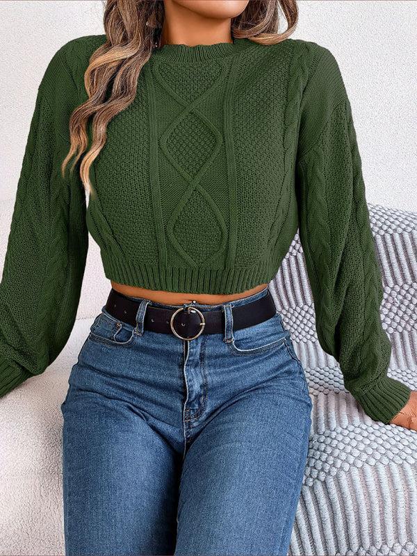 Urvashi Jumper | Dames Herfst Kort Gebreide Jumper met Gedraaid Patroon