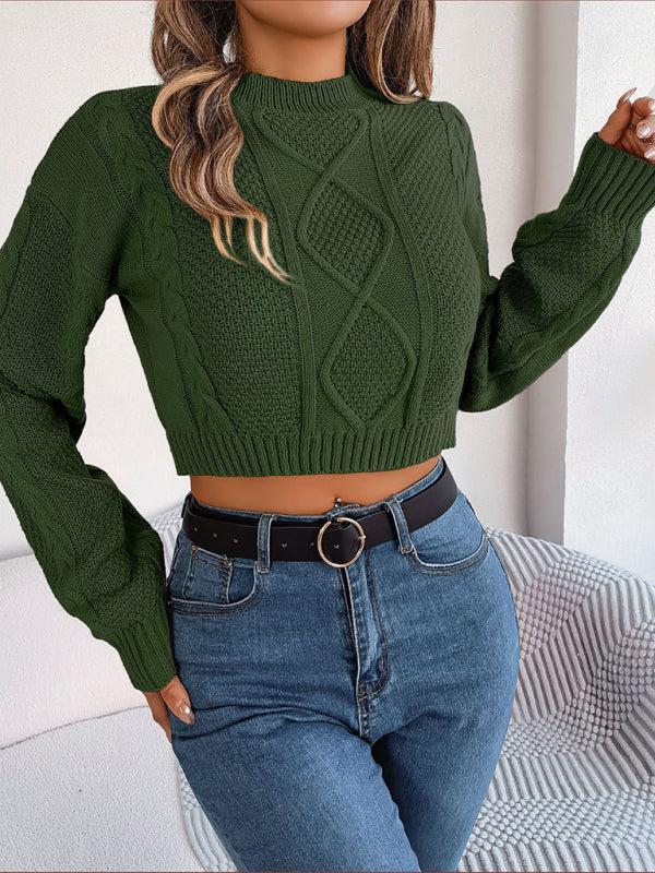 Urvashi Jumper | Dames Herfst Kort Gebreide Jumper met Gedraaid Patroon
