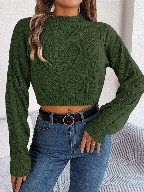 Urvashi Jumper | Dames Herfst Kort Gebreide Jumper met Gedraaid Patroon