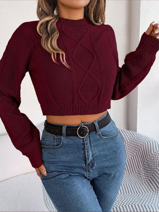 Urvashi Jumper | Dames Herfst Kort Gebreide Jumper met Gedraaid Patroon