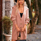Urvi Vest | Dames Herfst Mid-Lange Gebreide Vest met Brede Kraag, Knopen en Zakken