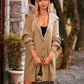 Urvi Vest | Dames Herfst Mid-Lange Gebreide Vest met Brede Kraag, Knopen en Zakken