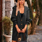 Urvi Vest | Dames Herfst Mid-Lange Gebreide Vest met Brede Kraag, Knopen en Zakken