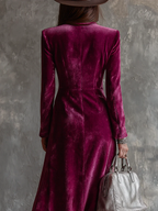 Dames Fluwelen Blazer Maxi Jurk
