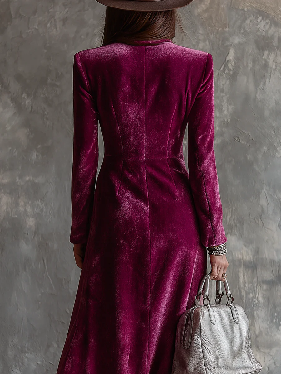Dames Fluwelen Blazer Maxi Jurk