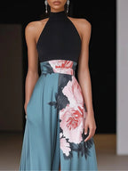Dames Mouwloze Bloemenprint Maxi Jurk met Split