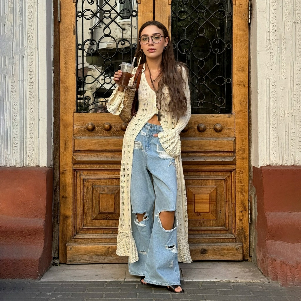 Eleni Vest | Dames Herfst Lange Open Gebreide Vest