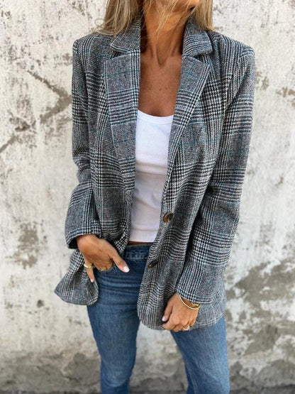 Yamaira Blazer | Herfst Geruite Casual Blazer