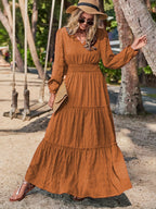 Women's Maxi Dress with Lantern Sleeves
