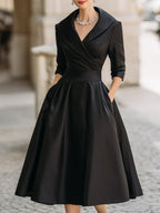 Dames Satijnen Midi Jurk Elegant