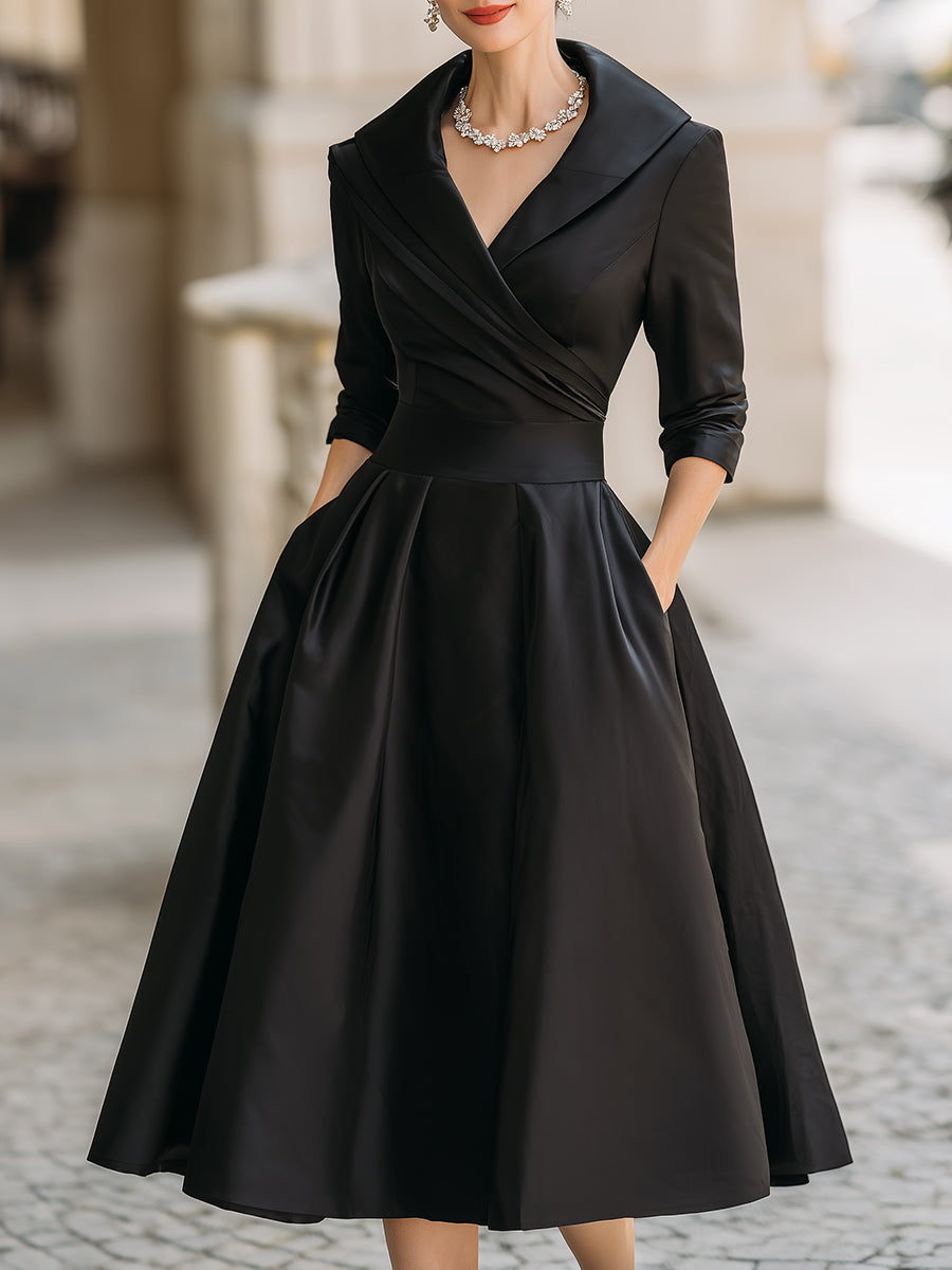 Dames Satijnen Midi Jurk Elegant