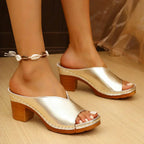 Dames Open Teen Blokhak Instap Sandalen