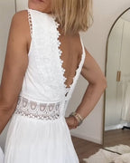 Dames Kant Midi Jurk met V Hals