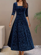 Dames Fluwelen Maxi Jurk Elegant
