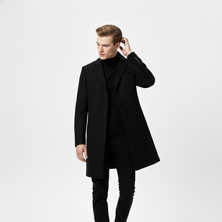 Heren Lange Winterjas Old Money Stijl