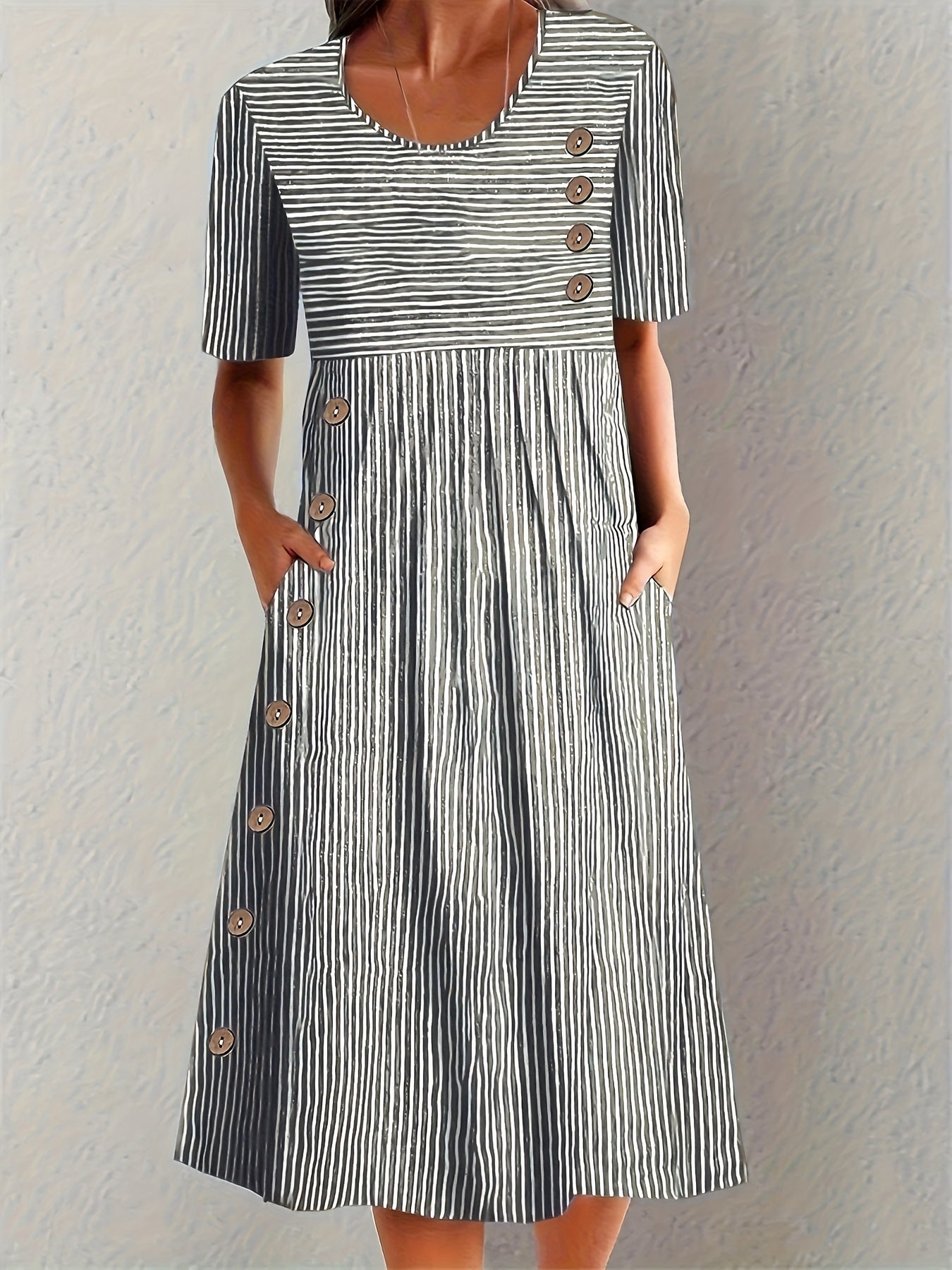 Women's Striped Summer Midi Dress