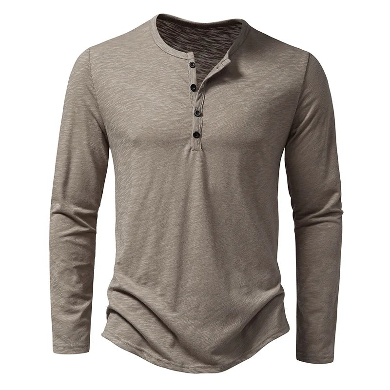 London Overhemd | Heren Lange Mouw Henley Overhemd