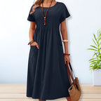 Dames Midi Jurk met Zakken Elegant