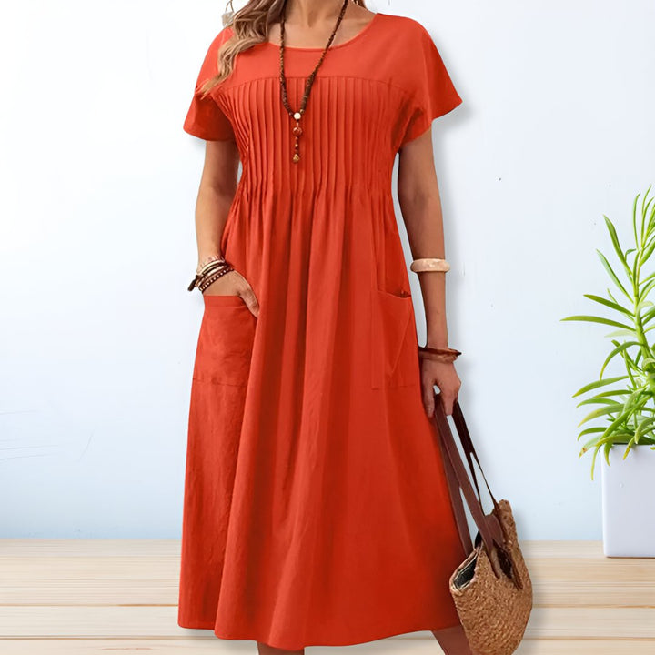 Dames Midi Jurk met Zakken Elegant