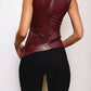 Quinnlyn Top | Mouwloze Top van Imitatieleer