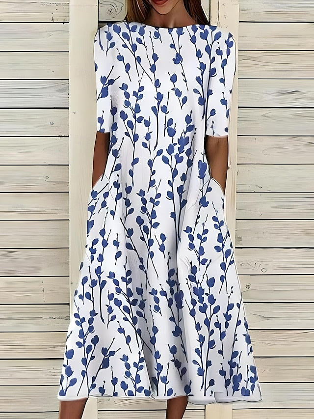 Dames Coastal Midi Jurk Bloemenprint