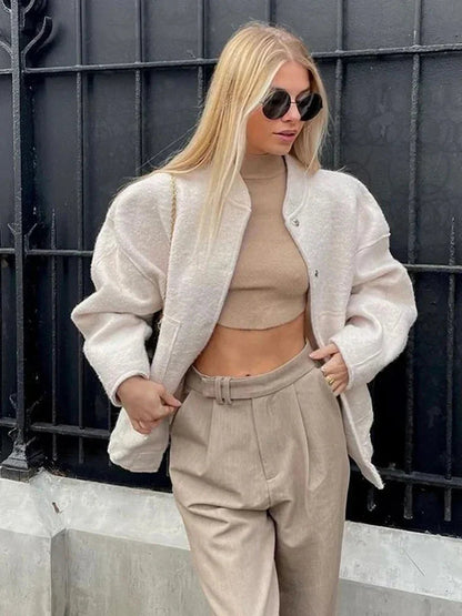 Zahara Jas | Oversized Wolmix Bomber Jas