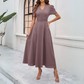 Verona Jurk | Dames Herfst Maxi Jurk met V-Hals, Pofmouwen en Getailleerde Taille