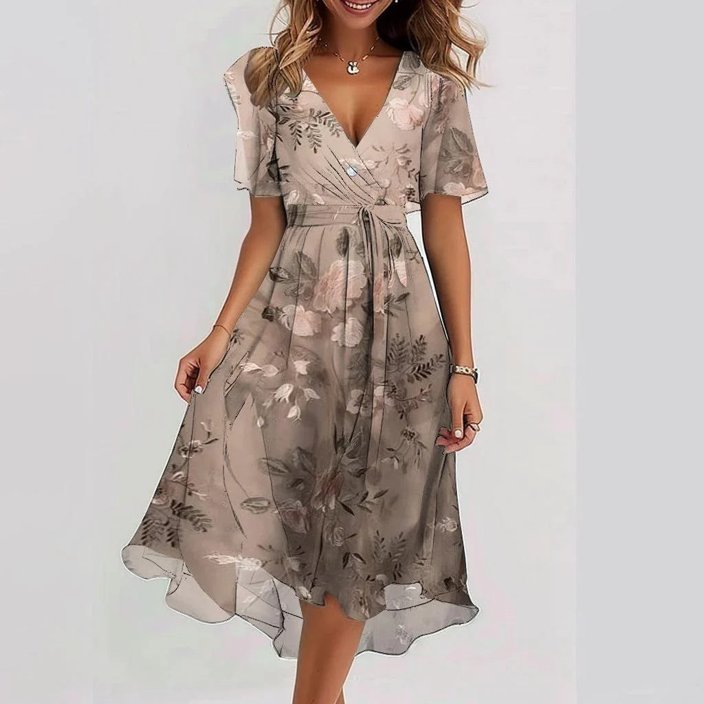 Dames Bloemenprint Wikkel Midi Jurk