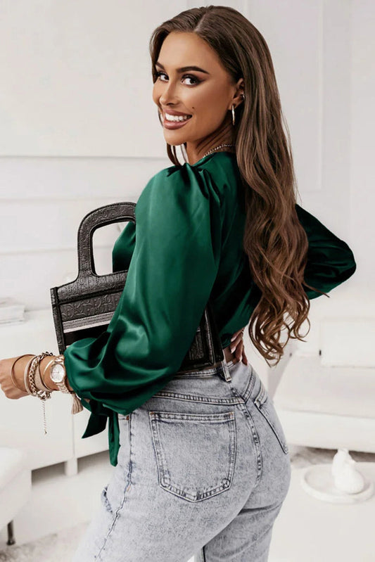 Vennie Blouse | Elegante Satijnen Wikkel Blouse