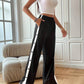 Tayla Broek | Wijde broek met elastische band en knoopjes