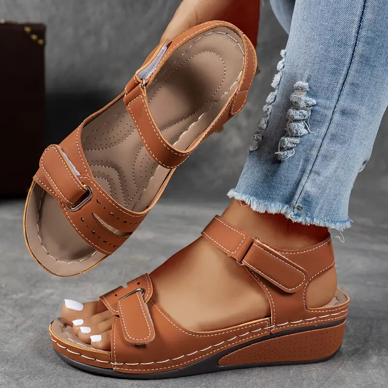 Dames Platform Sandalen met Enkelband en Open Teen