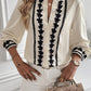 Verna Blouse | Dames Herfst Geborduurde Blouse met Lange Mouwen en Knoopsluiting