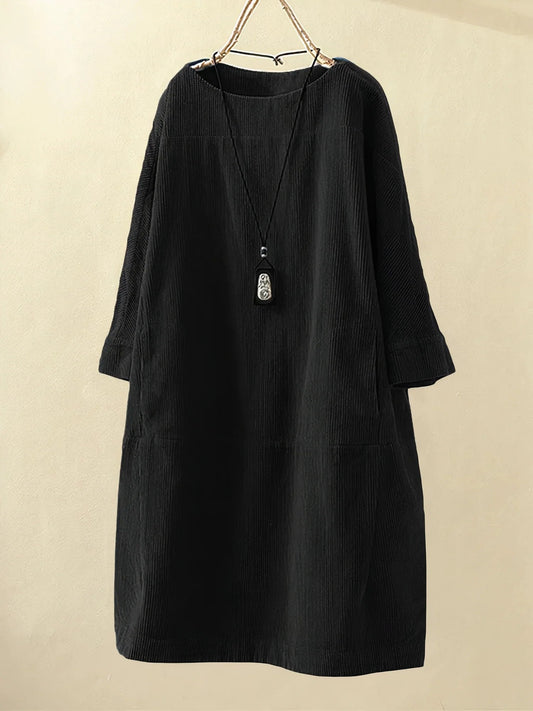 Women's Corduroy Tunic Mini Dress