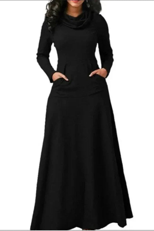 Humera Jurk | Plus Size Lange Mouw Maxi Jurk