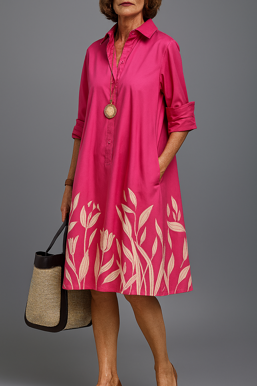 Women's Elegant Midi Dress with Timeless Fit