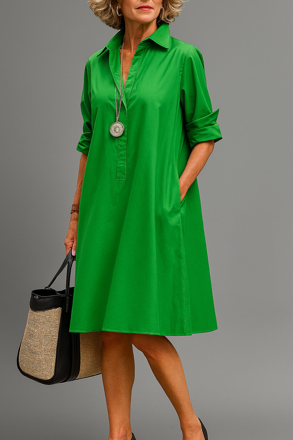 Dames Verfijnde Midi Jurk met Elegante Stijl