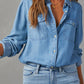 Salome Blouse | Dames Herfst Denim Blouse met Knopen en Lange Mouwen