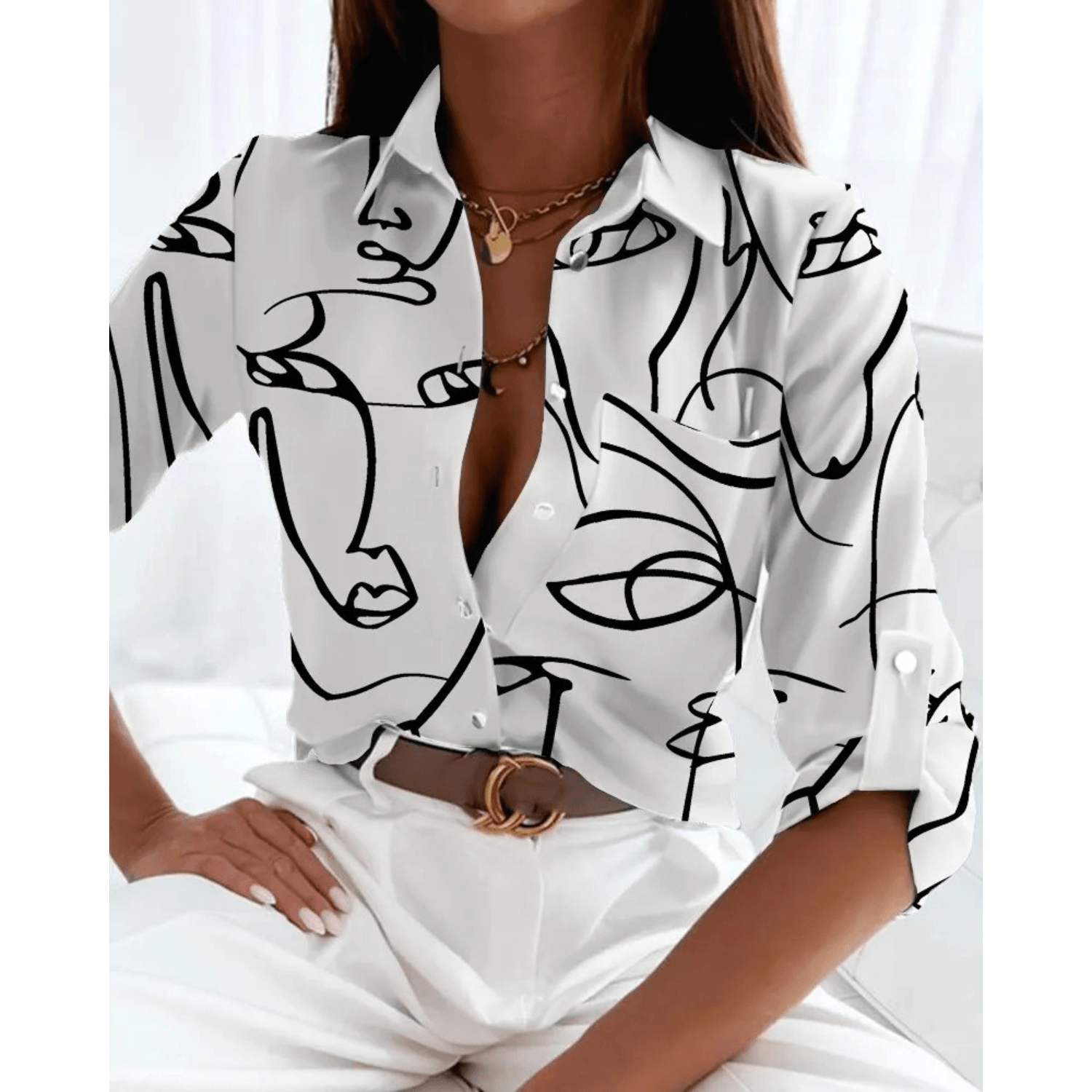 Brianna Bedrukte Blouse | Levendige Sophistication & Veelzijdige Stijl - Carla Moda
