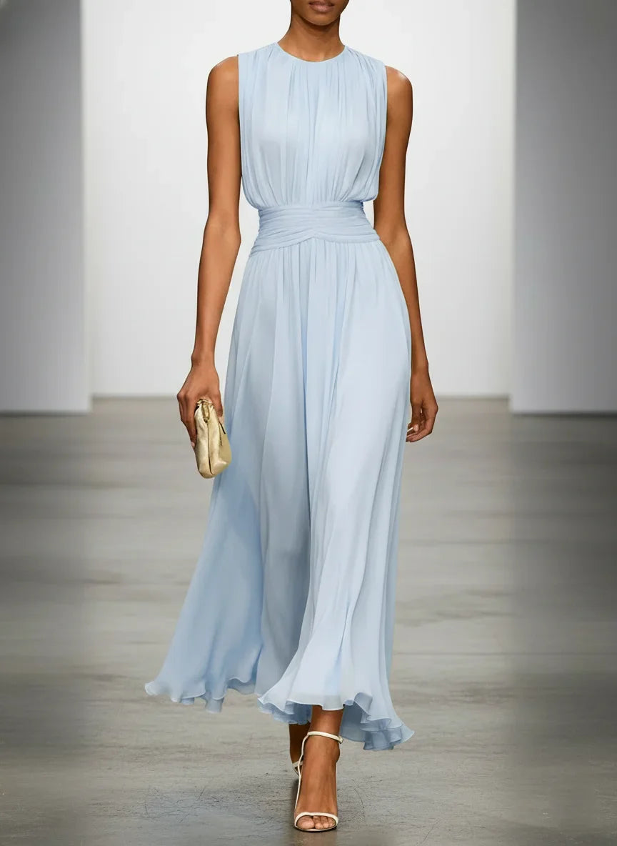 Dames Mouwloze A Lijn Maxi Jurk Chiffon